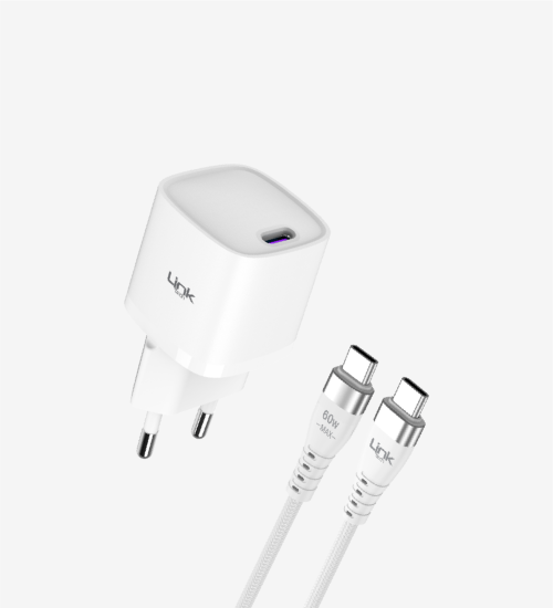 G842 Premium Tip-C Kablolu Mini 20W USB-C Süper SI GaN Şarj Adaptörü