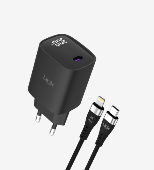 G848 Premium Tip-C Lightning Kablolu Mini 30W USB-C Süper SI Şarj Adaptörü